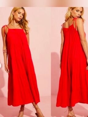 Gilli | Red Tie-Strap Maxi Dress